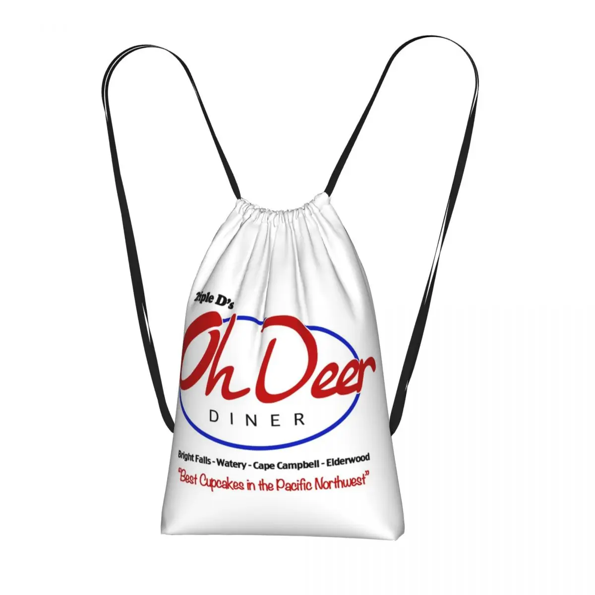 Triple D_s Oh Deer Diner Drawstring Backpack Sports Gym Bag Portable Travel Drawstring Bag for Men Women
