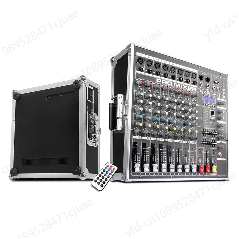 GH-980 8-channel Mixer With Power Amplifier High-power Outdoor Stage Audio Wireless Microphone Bluetooth 2800W*2800W