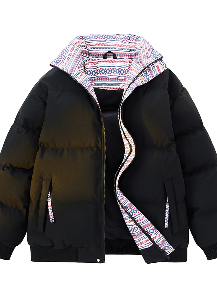 Fashionable American High Street Cotton Jacket for Couples Autumn Winter New Style Stand Collar Bread Style Women's Men's Coat