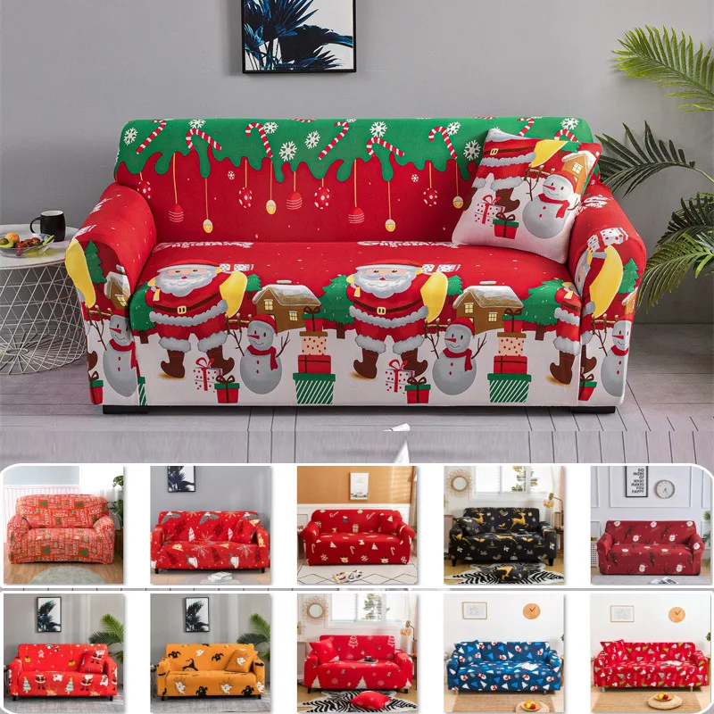 

Christmas Elastic Sofa Cover All-inclusive Chair Slipcover Couch Cover All-Seasons Universal Sofa Slipcover for Living Room