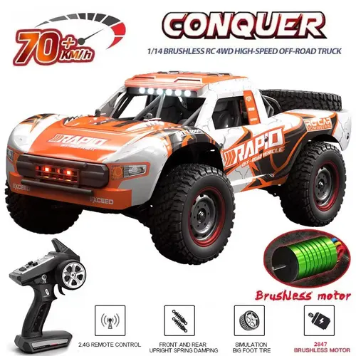 1:14 4WD オフロード RC カー 70 キロ/h または 50 キロ/h LED 2.4 グラムリモートコントロールカーブラシレスモーター高速ドリフトモンスタートラックのおもちゃ
