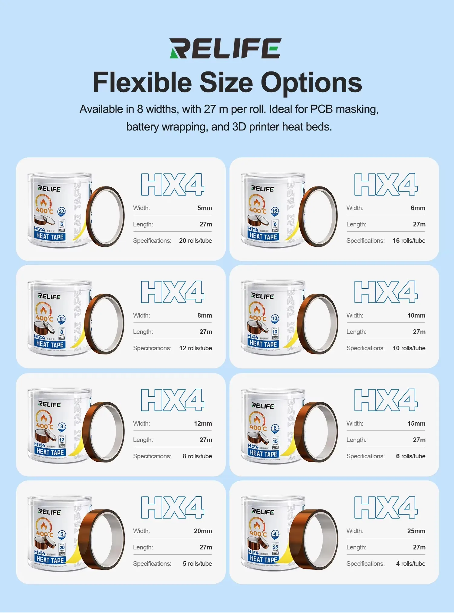 RELIFE HX4 High-temperature Tape Withstands 400°C High Temp Insulating Tape for Mobile Phone Motherboard IC Soldering Rework