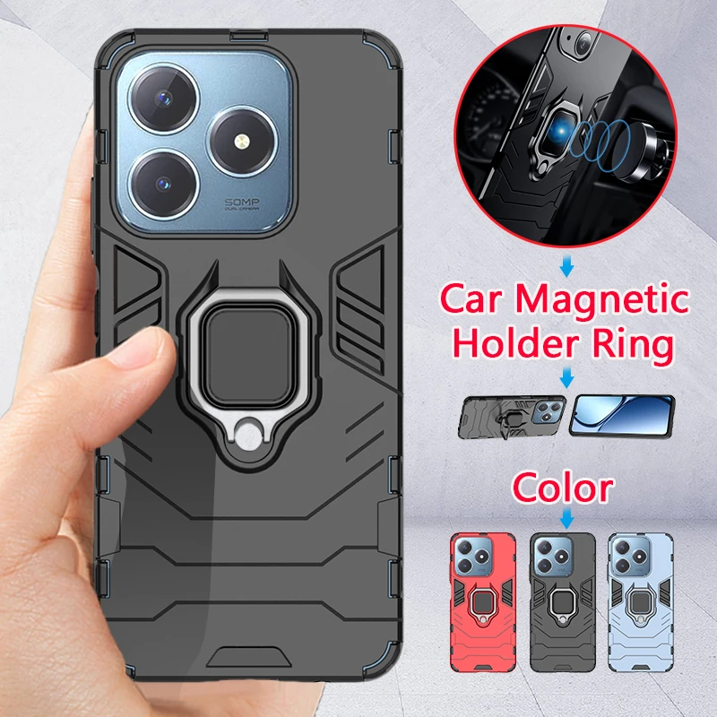 For OPPO Realme C61 C63 Case Car Magnetic Holder Ring Phone Case For OPPO Realme Narzo N63 C 61 C 63 Shockproof Armor Back Cover