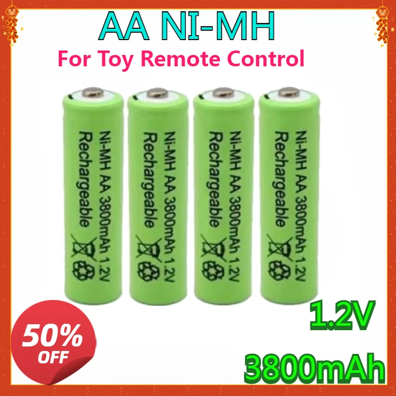 

NEW High-quality AA 1.2V 3800mAh Rechargeable Battery, Nickel Hydrogen Battery, Suitable for Toy Remote Control+charger