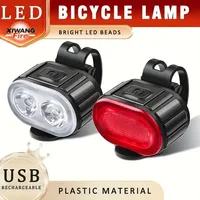 Bicycle Front & Rear Light Set Rechargeable LED Headlight Taillight Portable Floodlight Cycling Night Riding Lighting Accessory