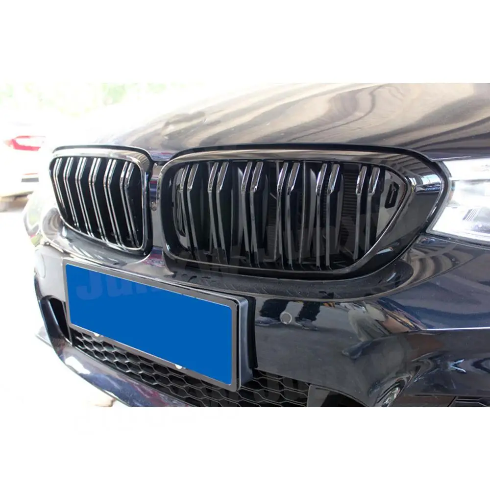 ABS Gloss Black Front Racing Grill Kidney Double Slat Grille Mesh Covers for BMW 6 Series GT G32 630i 2018-2019 Car Styling