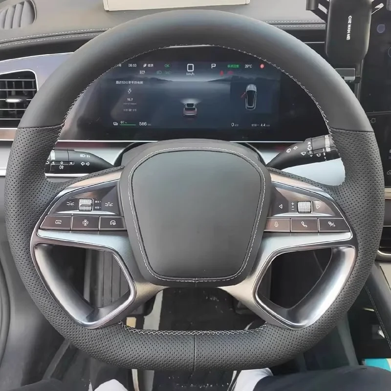 Custom Hand Sewing Anti-slip Microfiber Leather Car Accessories Car Steering Wheel Cover For BYD Sealion 7 EV 2024 2025