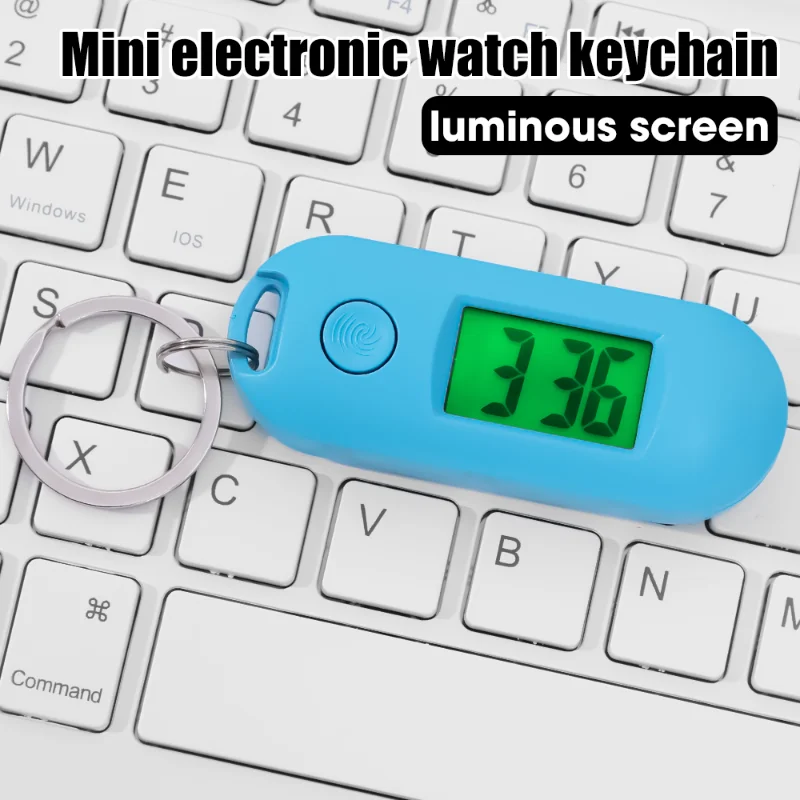 Mini Portable Student Keychain Watch Digital Electronic Watch Quiet Test Pocket Watch Green Backlight LCD Display Digital Clock