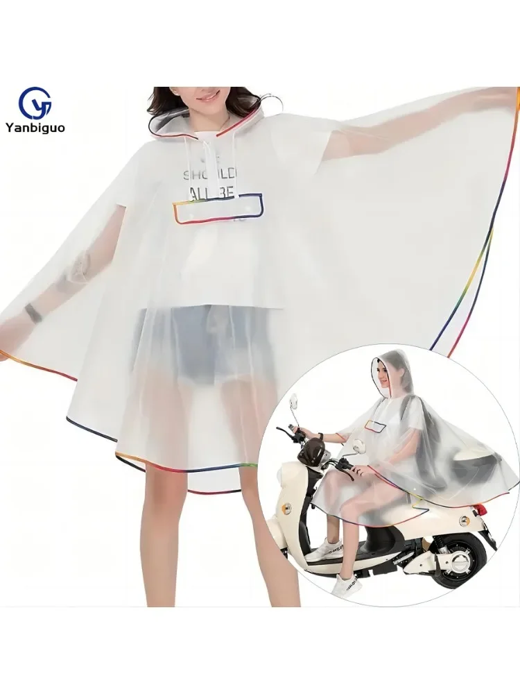 Femmes cyclisme vélo imperméable Cape de pluie Poncho à capuche manteau de pluie mobilité Scooter couverture léger Compact réutilisable pour adultes