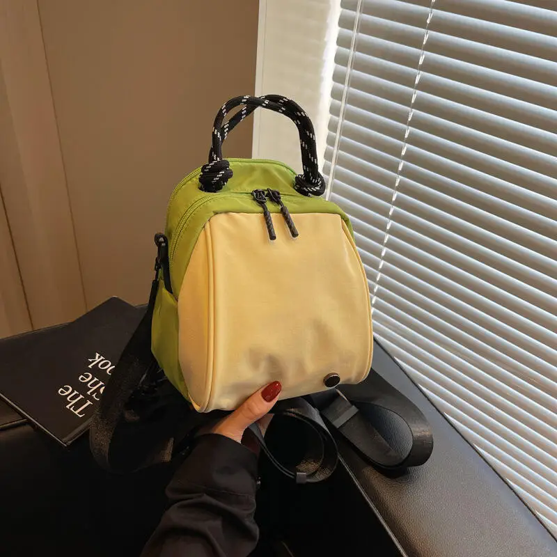Women's Backpack with Grapefruit Contrasting Texture Crossbody Bag, Korean Style Girl Street Light Oxygen Feeling, Multi-Purpose