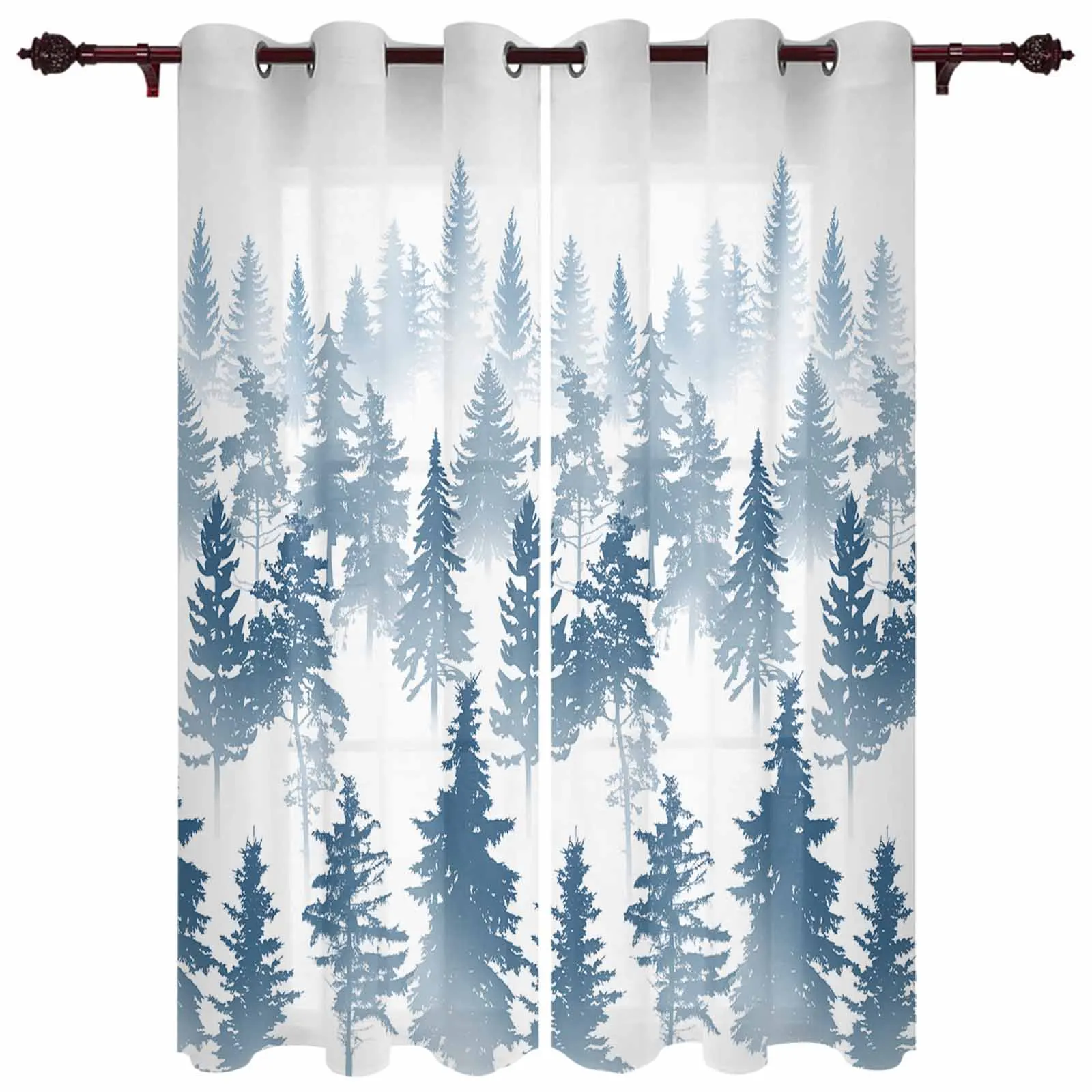 Abstract Silhouette Of Tree Forest Modern Panels Hall Curtains for Living Room Bedroom Window Curtains Hotel Drapes