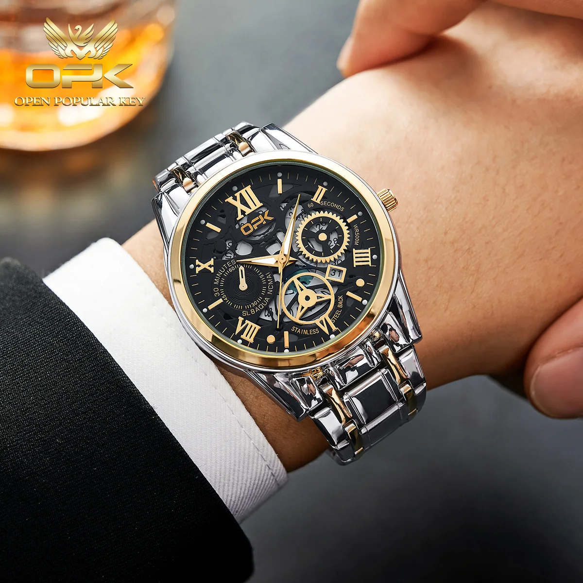 OPK 8135 メンズ腕時計 シンプルファッション オリジナル ビジネス クォーツ ﻿   腕時計 防水 夜光 曜日日付表示 スポーツウォッチ メンズ