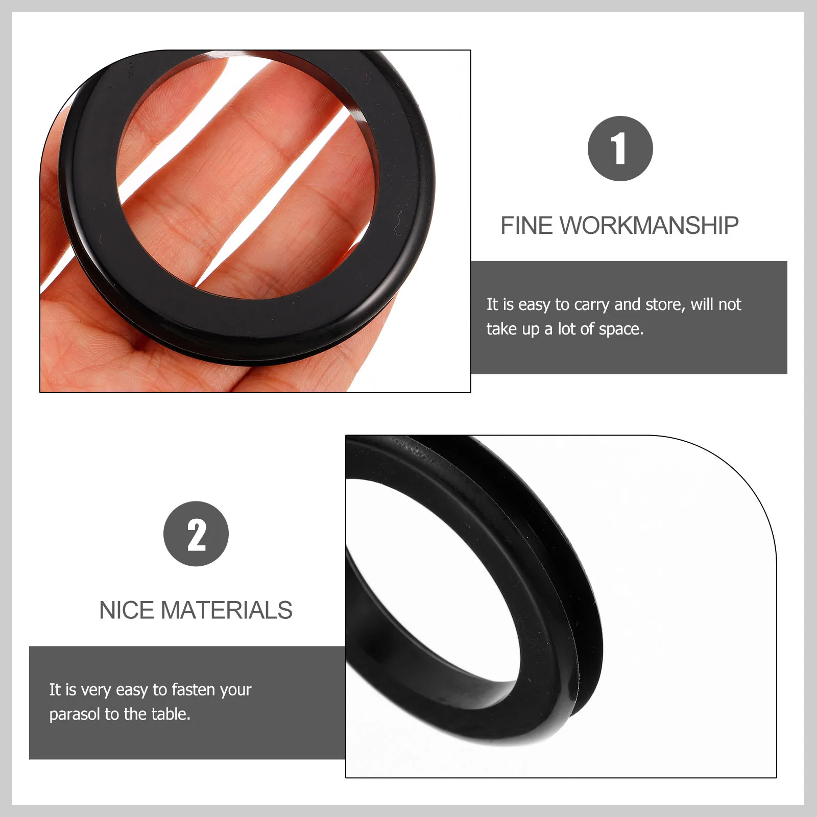 

2pcs Umbrella Hole Ring Set Durable Fixation Insert for Patio Table Sunshade Wind Resistant Scratch Protection Outdoor Glass