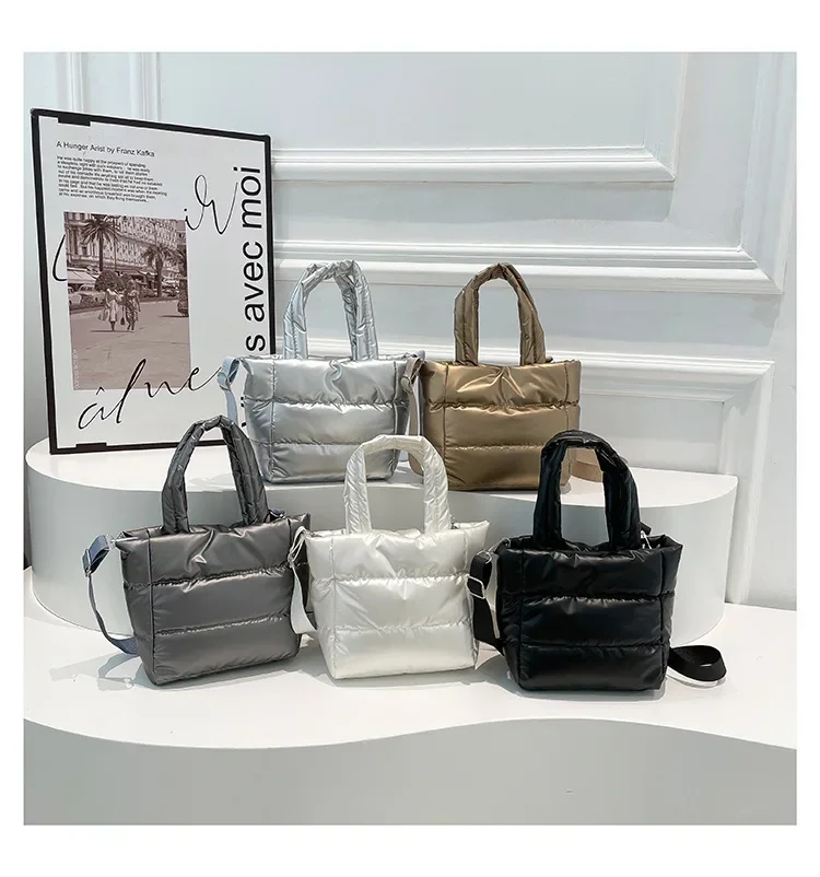 Frauen Taschen Frau Puffy Leichte Handtasche Große Kapazität Gesteppte Schulter Tasche Verstellbaren Riemen Puffer Tote Handtasche Einkaufstasche – Detail 18