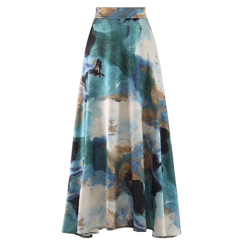 

Women's Fashion Spring Summer Vintage Print Skirt Female Autumn Winter High Waist Basic Vacation A-line Skirt TB1544