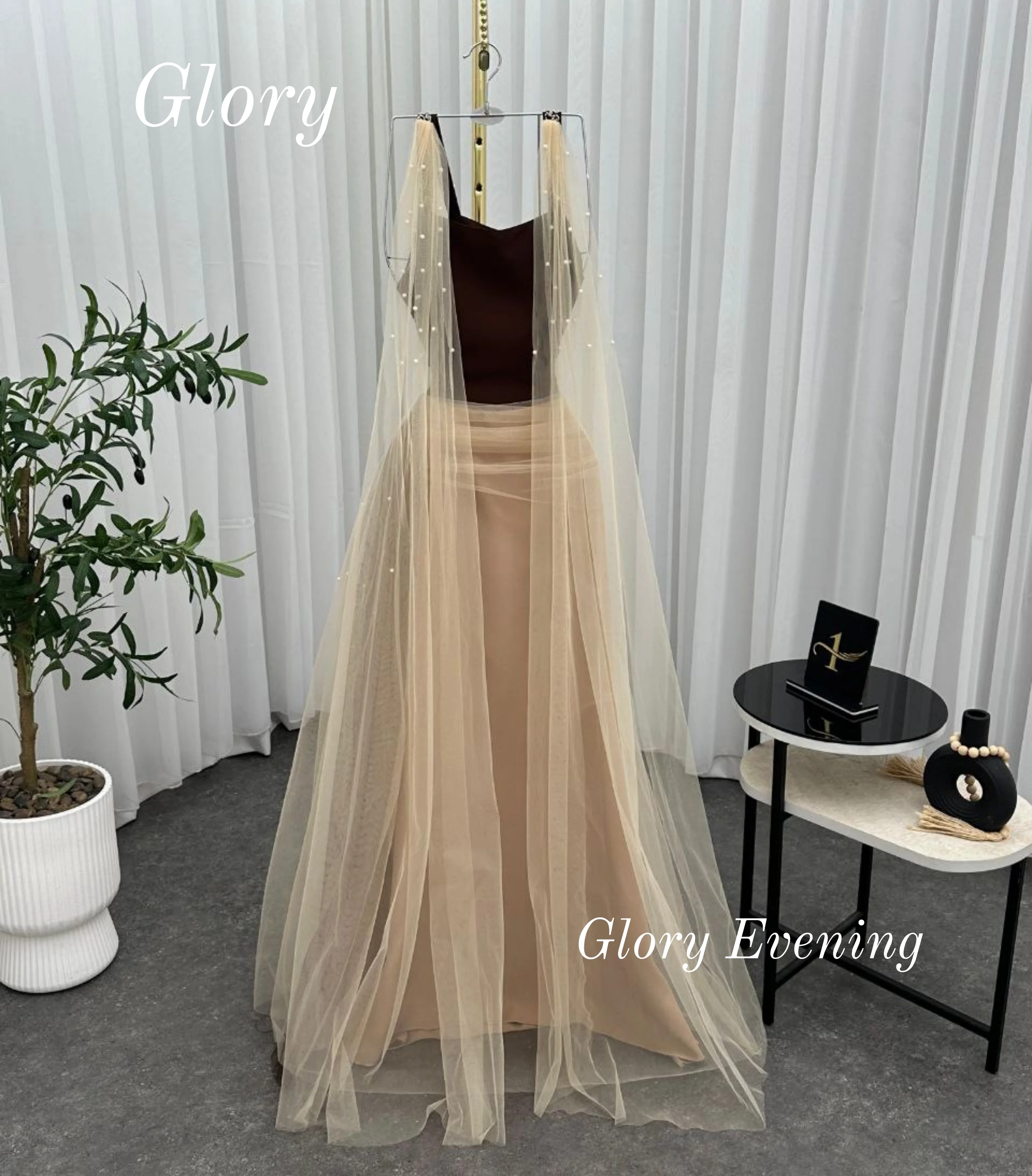 فساتين سهرة شيفون بكريستال بني مطوي فساتين لحضور الحفلات الموسيقية ترتر مطرز فستان عيد ميلاد سعودي فيستدوس دي غالا حسب الطلب