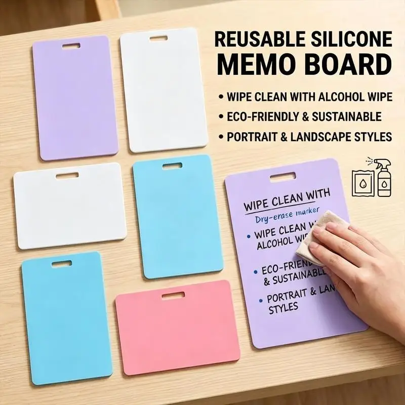 Erasable Badge Sticky Notes Reusable Wipe Clean Memo Pads 1/4Pcs Portable for Student Exam Revision Reminder