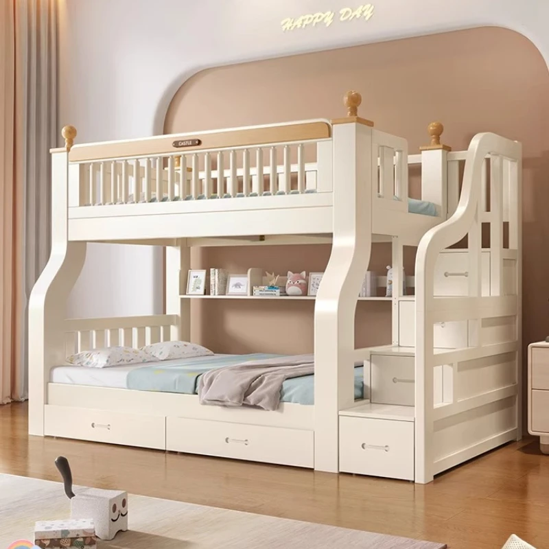 

Многофункциональная двуспальная кровать из массива дерева с местом для хранения вещей и лестницей, двухъярусная кровать, современная высококачественная мебель для дома letto matrimoniale