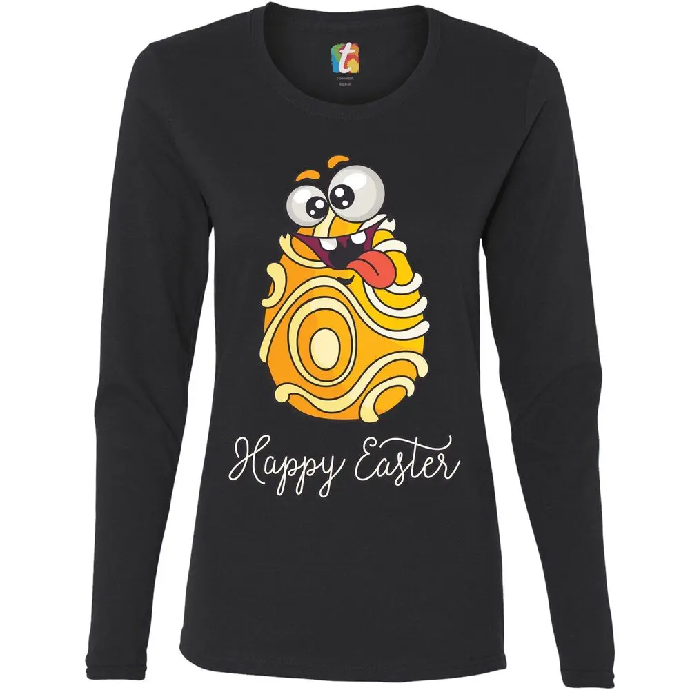 Happy Easter Crazy Egg Women's Long Sleeve T-shirt Egg Tapping Religion Holiday