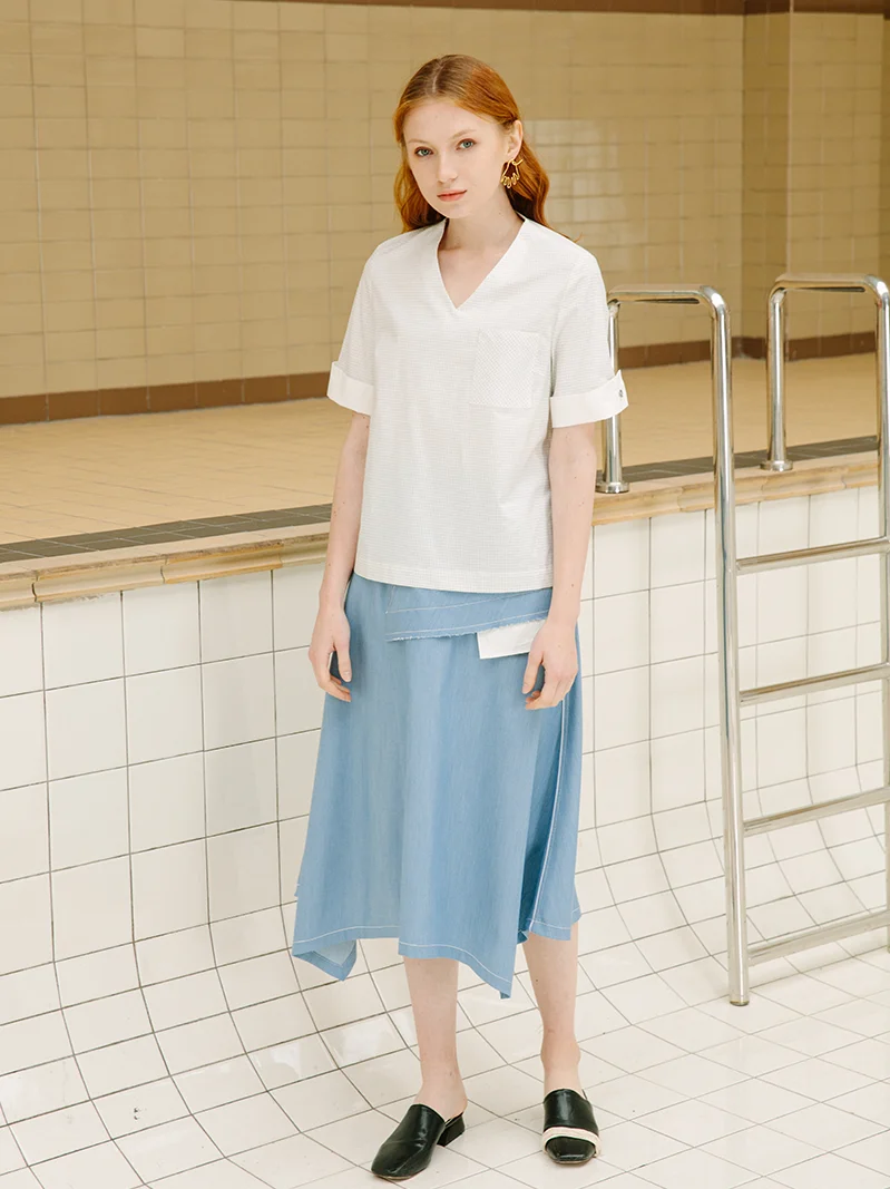 

Оригинальная летняя футболка с V-образным вырезом и клетчатым принтом, свободного кроя, для повседневной носки, с коротким рукавом, женская модная повседневная футболка из смесового хлопка