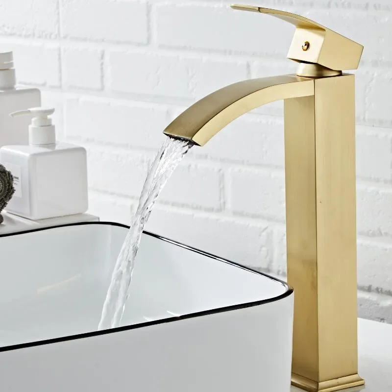 

Basin faucet brass Brushed Gold bathroom single handle para sink Wash waterfall