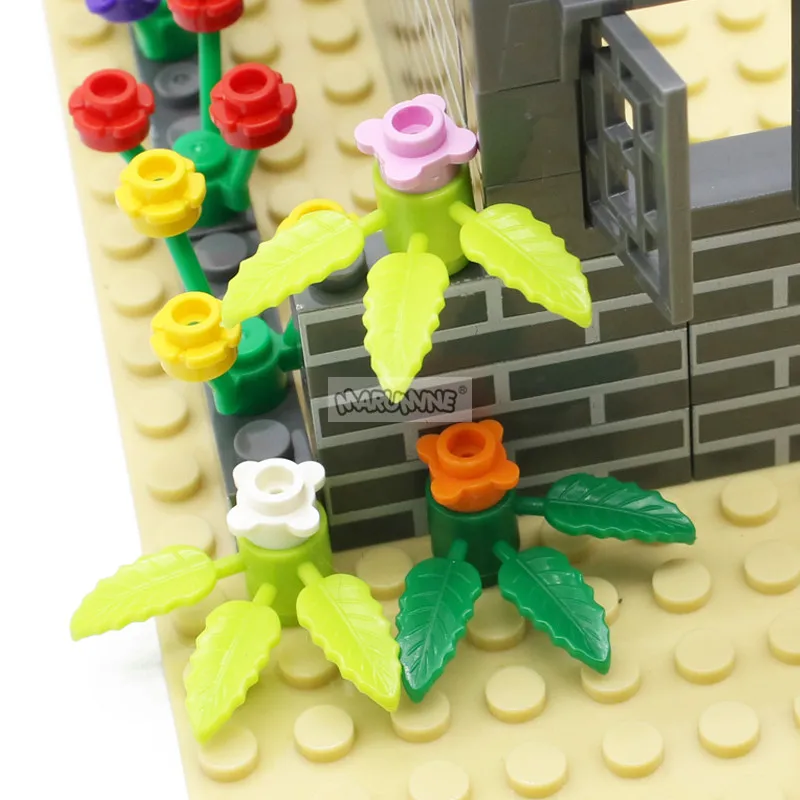 MARUMINE MOC Bricks 3x3 Bamboo Leaves 200PCS Building Blocks Parts Flower Tree Stalk Construction Accessories Compatible 30176