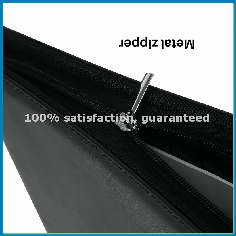 

Веганская кожаная папка на молнии, портфель для бизнеса/стола и карточного интервью, переплет-A12I