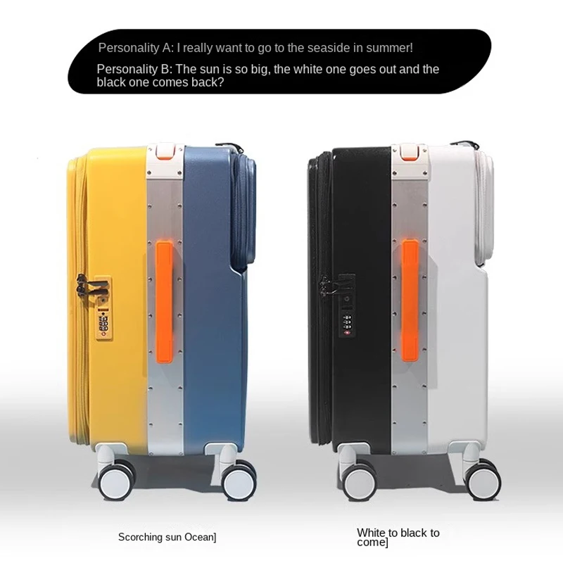 KO-KU 2024 Limited Edition Collision Front Double Opening Suitcase Female 20 Inch Trolley Suitcase on wheels Male Boarding Box