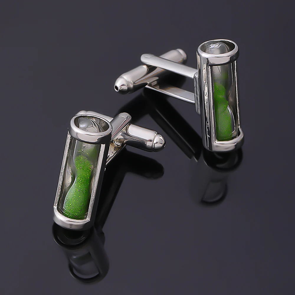 Neuheit Luxus Grüne Sanduhr Manschettenknöpfe Anime Zylinder Magie Herren Marke Hohe Qualität Schmuck Zubehör – Detail 4