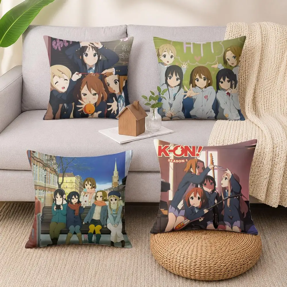 Hot Anime K-K-Ons On Cute Girl Cushion Cover Soft Short Plush Pillow Cases Hidden Zipper Cutecore Sofa Bedroom Home Decor Gift