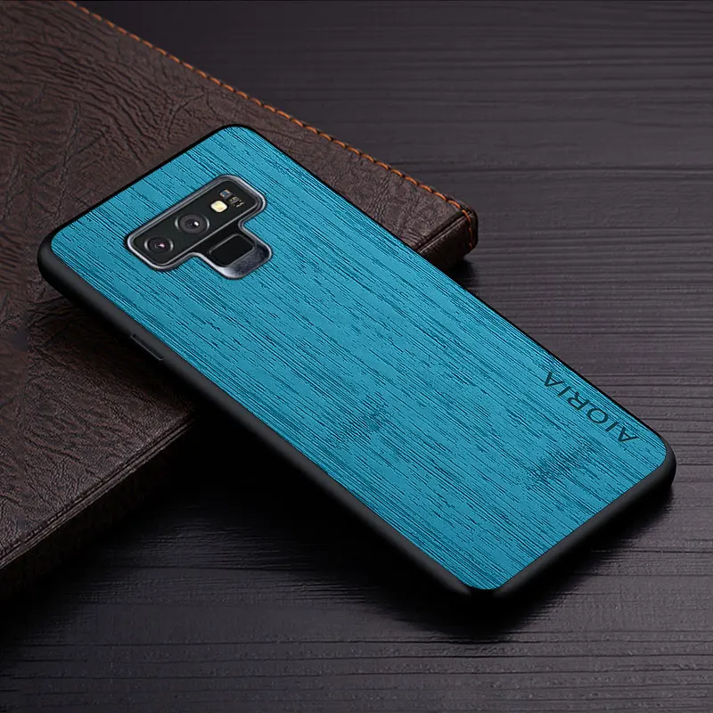 Case for Samsung Galaxy Note 9 funda bamboo wood pattern Leather skin cover Luxury phone coque for samsung note 9 case capa