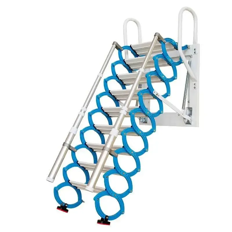 

Outdoor Wall Mounted Telescopic Ladder Manual Folding Portable Attic Ladder for Home Improvement And Maintenance