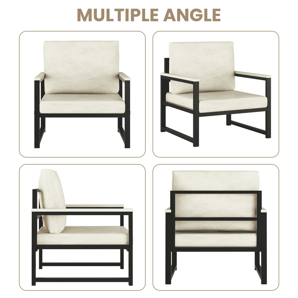 

Sillas Para Comedor ChairsCentury Modern Accent Chair With Wood Frame, PU Leather Reading Armchair, Reading Leisure Dining Seati