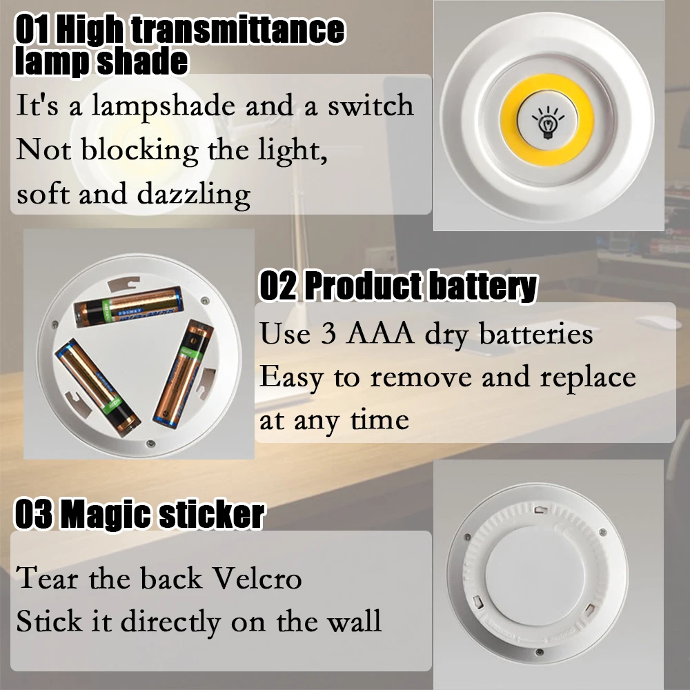 3W Super Bright Cob Under Cabinet Light LED telecomando senza fili dimmerabile armadio lampada da notte per camera da letto cucina Nightlight