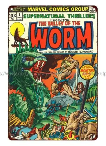 bar decor Supernatural Thrillers 1974  comic Valley of Worm metal tin sign