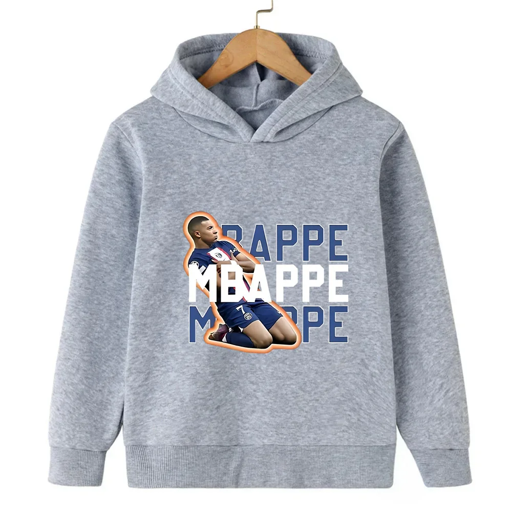 Spring and Autumn Hooded Sweatshirt Sports Top for Boys and Girls Mbappe Printed Children's Hoodie Kids Clothes Girls Pullover