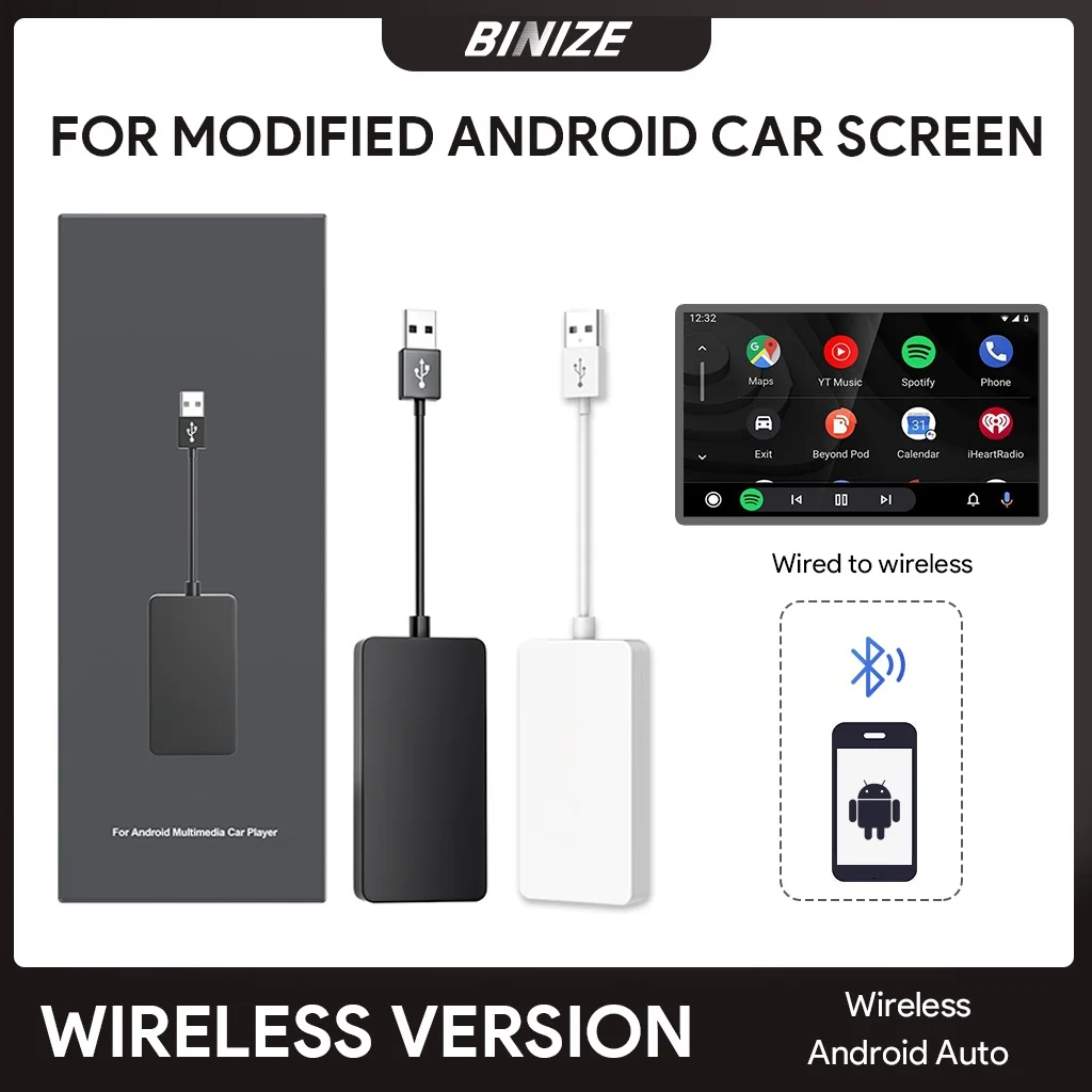 

Binize Wireless CarPlay Dongle & Wired Android Auto CarPlay Dongle USB Adapter For Modified Android Car Screen Mirrorlink