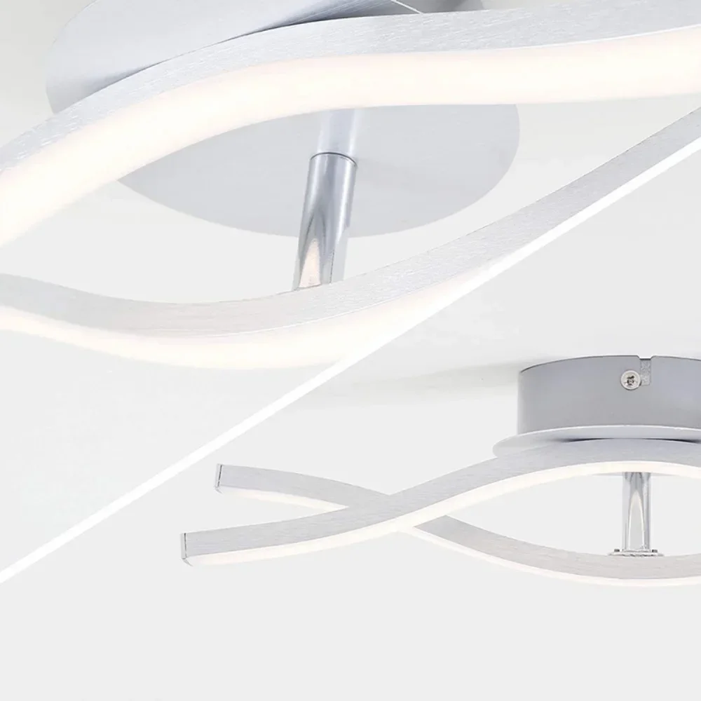 Plafonnier LED blanc froid 6000K au design incurvé, design moderne, idéal pour un salon, une salle à manger, une chambre à coucher ou un balcon, 12/24W