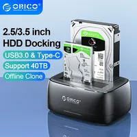 ORICO 2.5/3.5 Inch HDD Docking Station USB3.0 & Type-C HDD Enclosure 5Gbps Dual-bay External Harddrive for PC Accessories 40TB