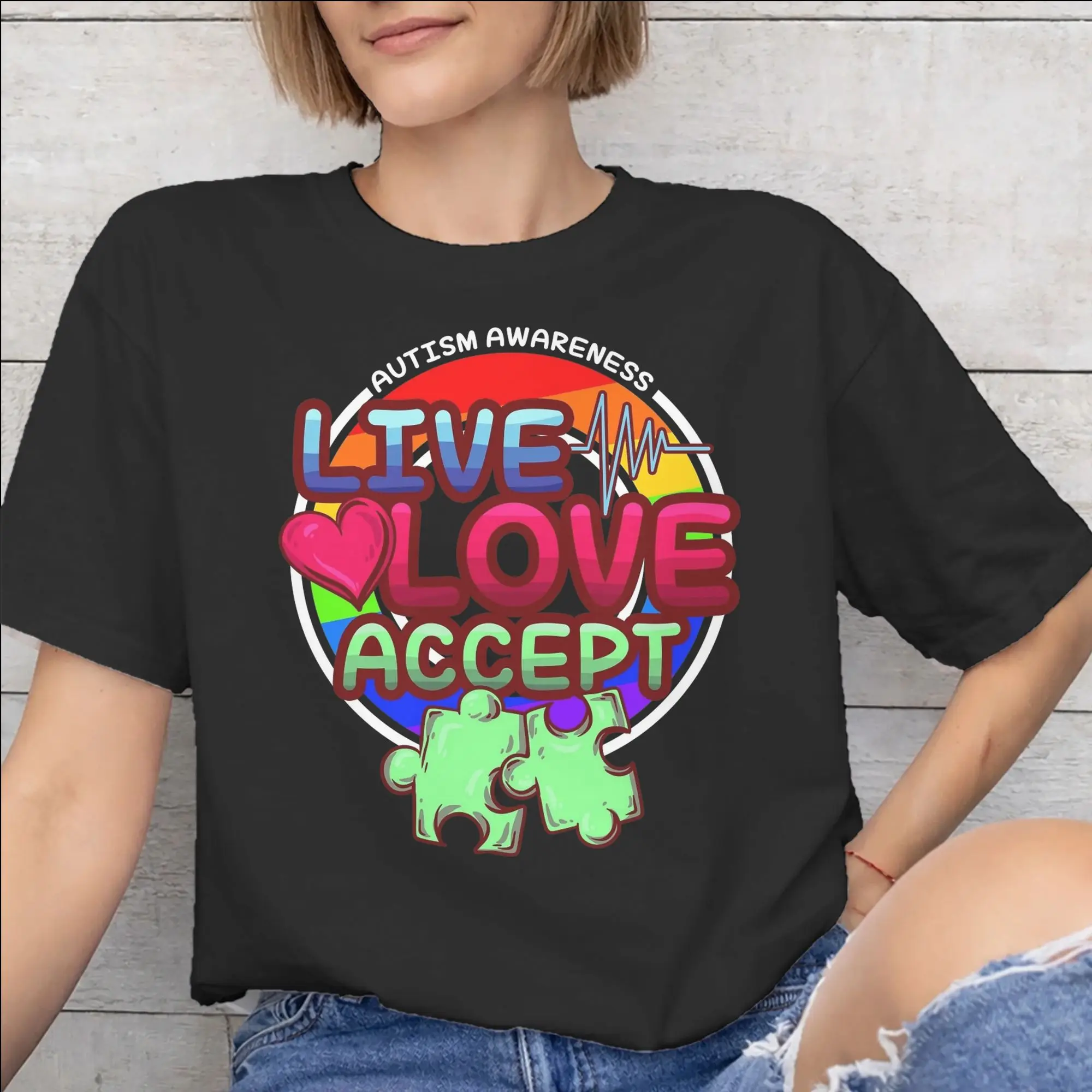 Autism Awareness Respect Love Support  Graphic Print T Shirt for Men Women  Pure Cotton  Tee Shirt Clothing