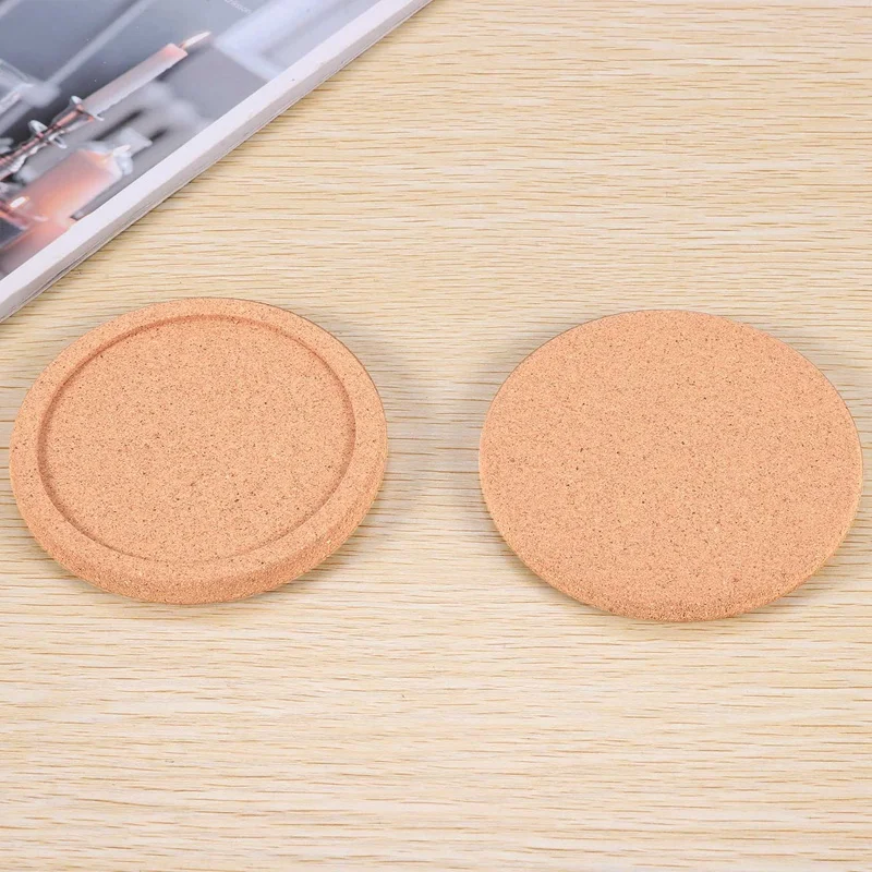 Cork Coasters With Lip For Drinks Absorbent Thick Rustic Saucer With Holder Heat & Water Resistant Best Reusable Natural Round C