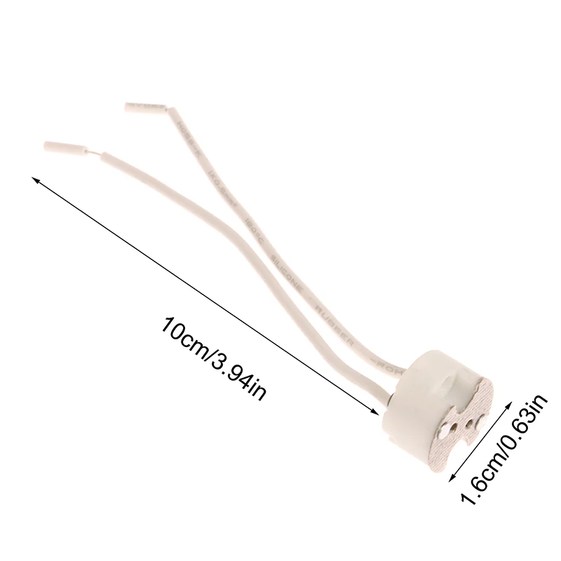 10 ชิ้น MR16 G5.3 ฐานโคมไฟสายเชื่อมต่อโคมไฟซ็อกเก็ตเซรามิค MR16 โคมไฟ Fix 10 เซนติเมตรสายซิลิโคน