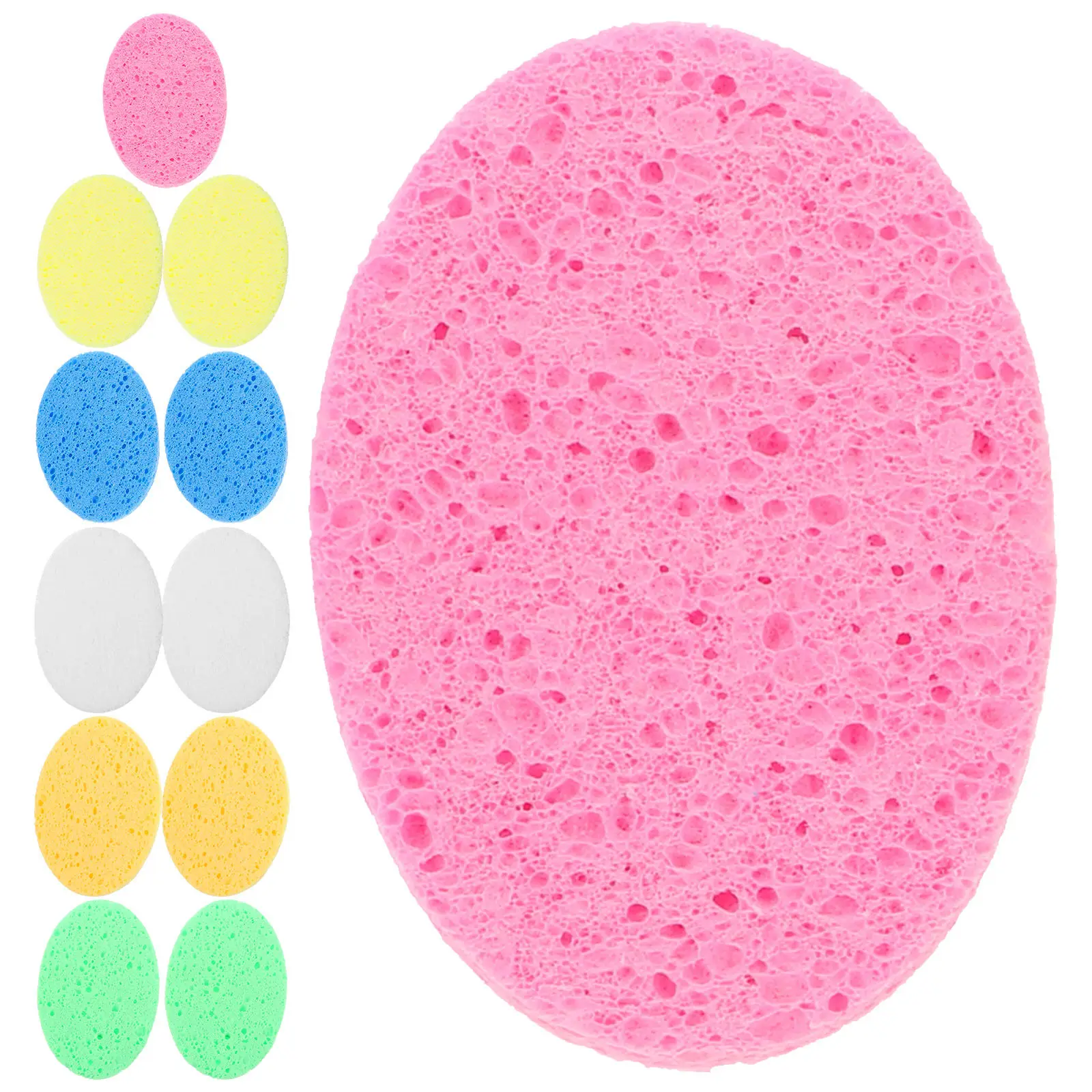 12Pcs Soft Cellulose Face Washing Sponge Oval Facial Cleansing Sponge for Daily Makeup Removal Gentle Exfoliation Quick Dry Face