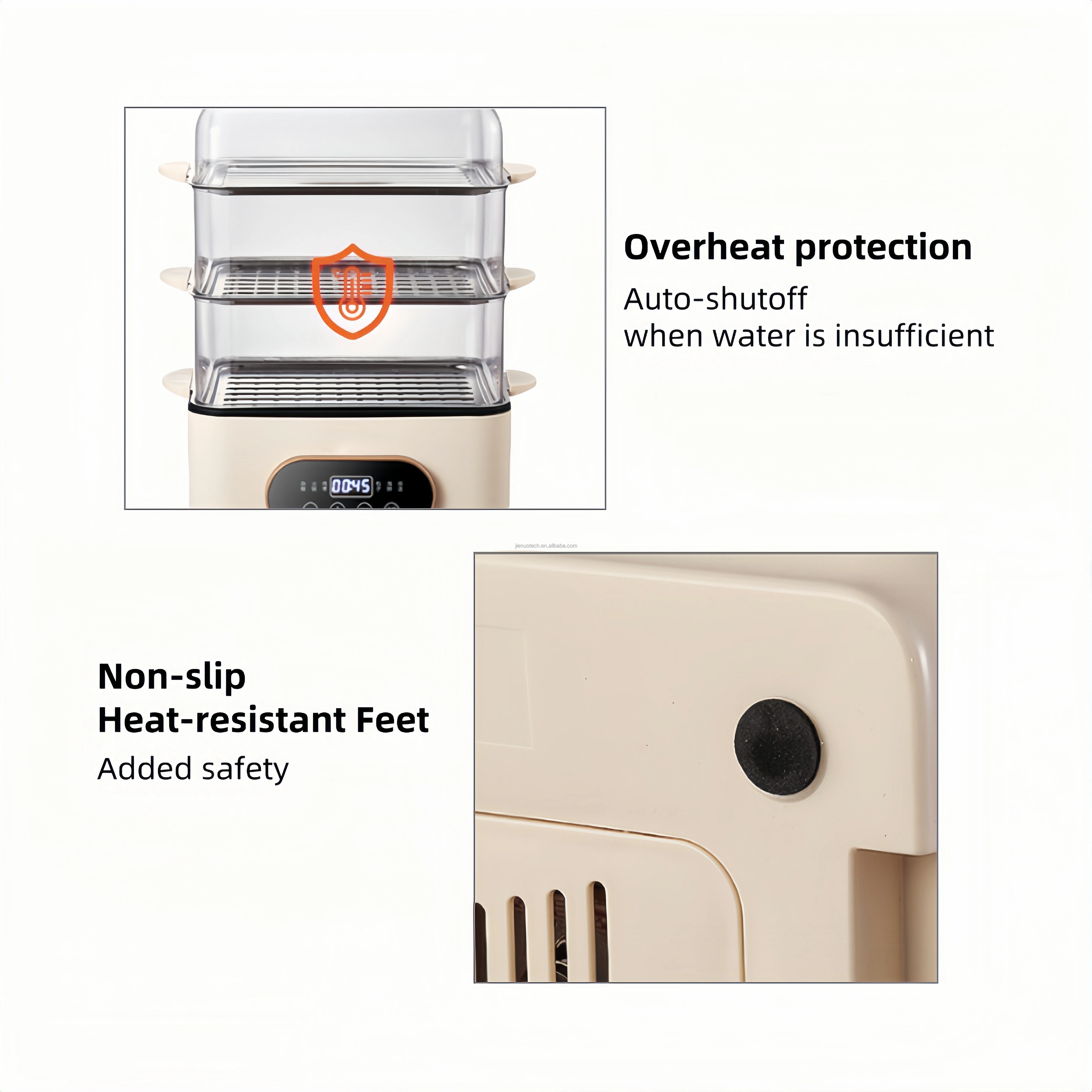 Transparent Multi-functional Intelligent Electric Steamer Large Capacity Three-Layer Kitchenware for Household Use