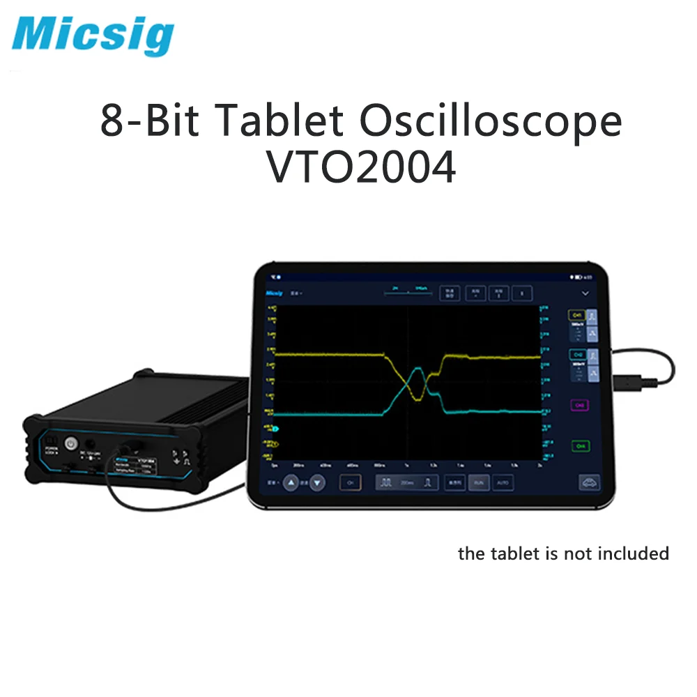 Oscyloskop samochodowy Micsig VTO2004, przenośny oscyloskop typu Split, 4 kanały, 1Gsa/S, ekran dotykowy 50 Mpts