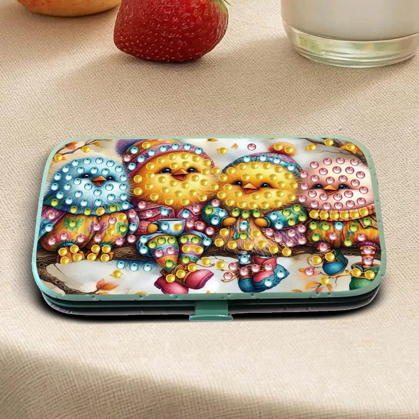 

DIY Rhinestone Painted Beauty Storage Box Includes 7 Professional Tools DIY Irregular Rhinestone Manicure Storage Box