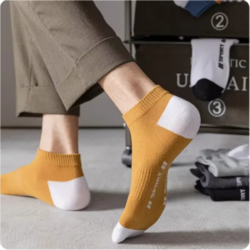 5 paires d'été minces hommes sport respirant et confortable lettre bateau chaussettes Ins mode absorbant la sueur chaussettes courtes