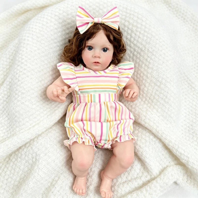 

24inch 60cm Curly Hair Missy Awake Doll Already Painted Doll Cotton Body Reborn Baby DIY Toys