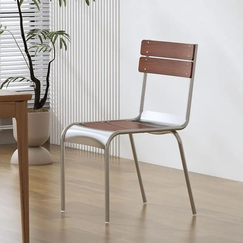 

Nordic dining chair restaurant simple Japanese retro furniture stainless steel