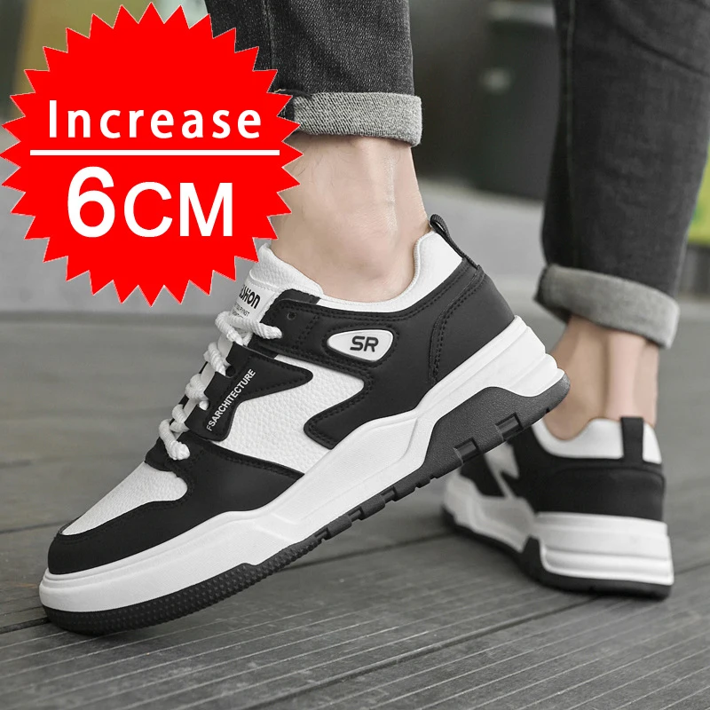 Homem confortável sapatos de elevador altura crescente tênis para homem plana/6cm saltos escondidos esportes moda sapatos de aumento interno